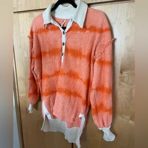 Pink free people collared shirt